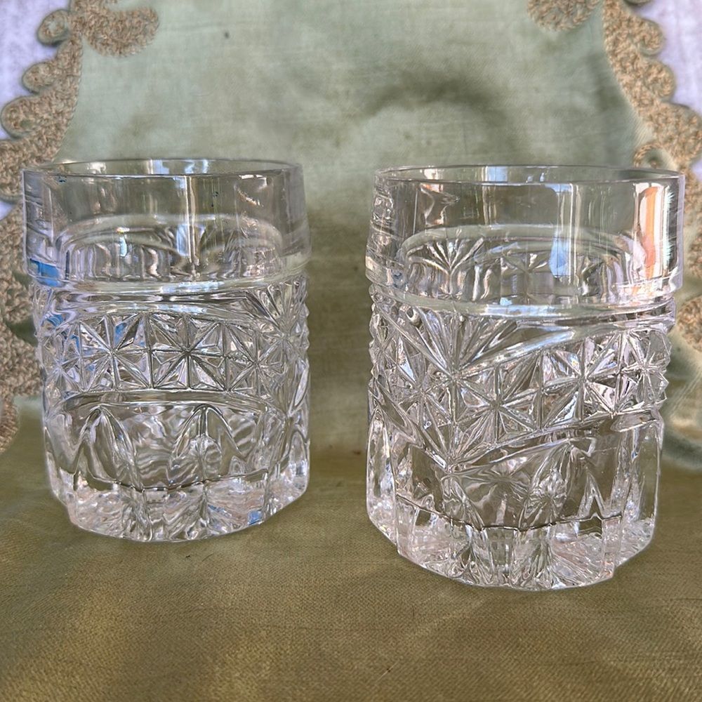 Cut crystal whiskey/claret glasses